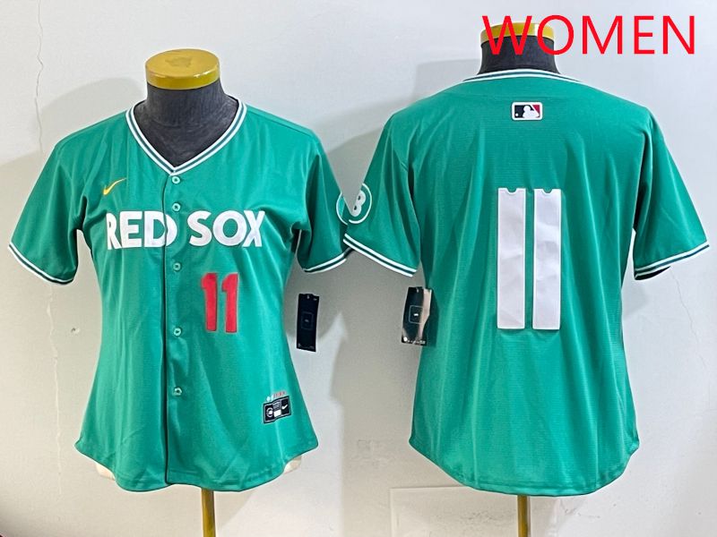 Women Boston Red Sox #11 No Name Green Joint Name Nike 2025 MLB Jersey style 3